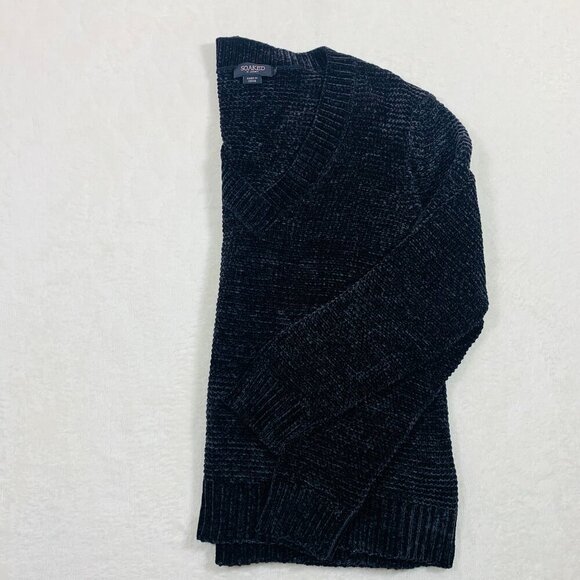 SOAKED IN LUXURY Chenille V-Neck Pullover Sweater size medium Black - Picture 4 of 11